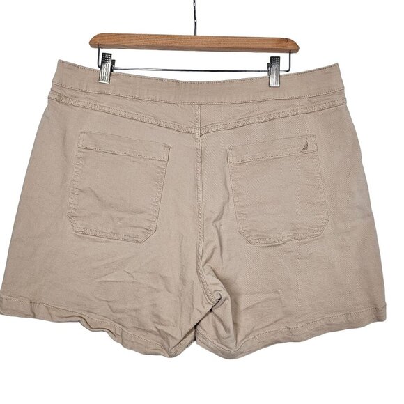 Nautica Jeans Chino Twill Shorts Pull On Stretch Hi-Rise Pockets Beige Womens XL - Picture 2 of 10